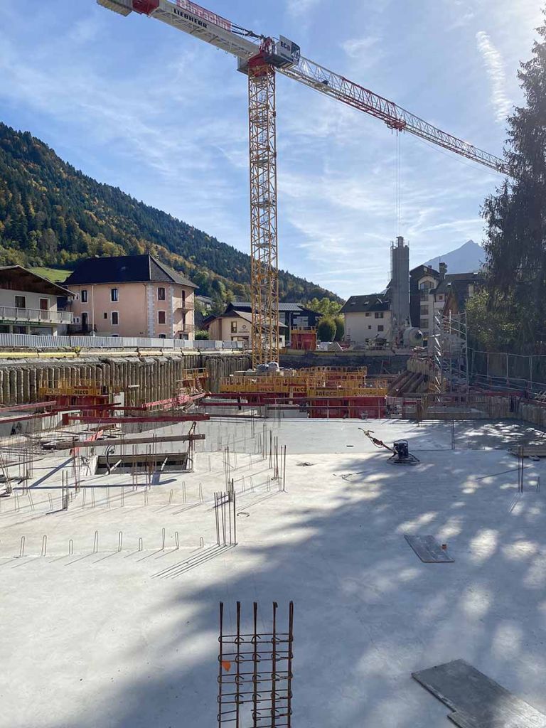avancement du chantier du programme immobilier neuf l'Idylle à Thônes