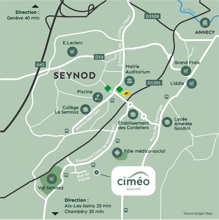 Carte de Seynod - programme neuf Ciméo - Primalp